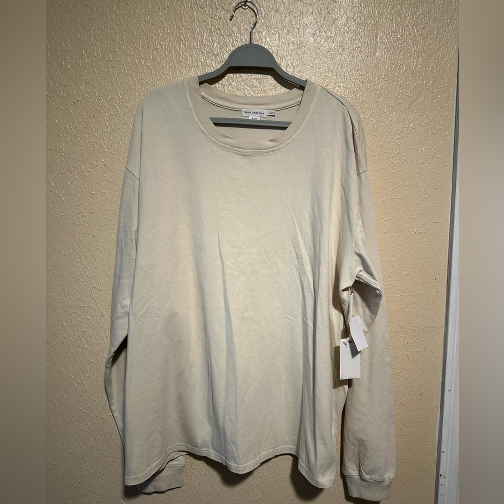 Good American NWT Essential Cream Long Sleeve Oversized Tee size 5/6 2x/3x